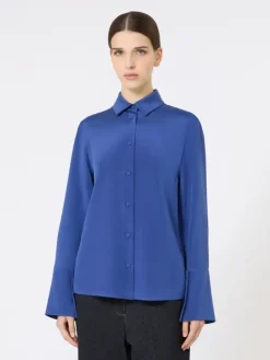 Silk crêpe de Chine shirt - CORNFLOWER BLUE