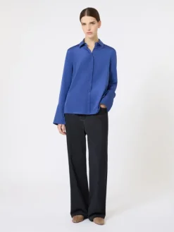 Silk crêpe de Chine shirt - CORNFLOWER BLUE