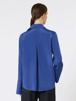 Silk crêpe de Chine shirt - CORNFLOWER BLUE