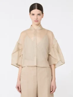 Silk organza cape - BEIGE