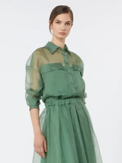 Silk organza shirt - GREEN