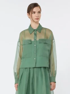 Silk organza shirt - GREEN