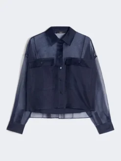 Silk organza shirt - NAVY