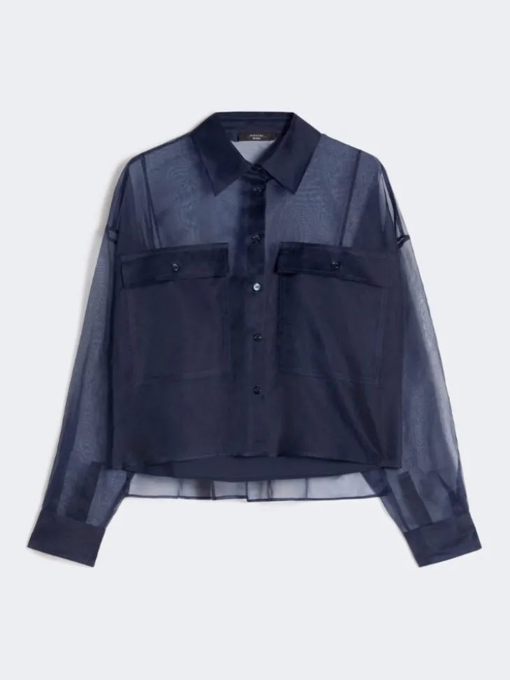 Silk organza shirt - NAVY