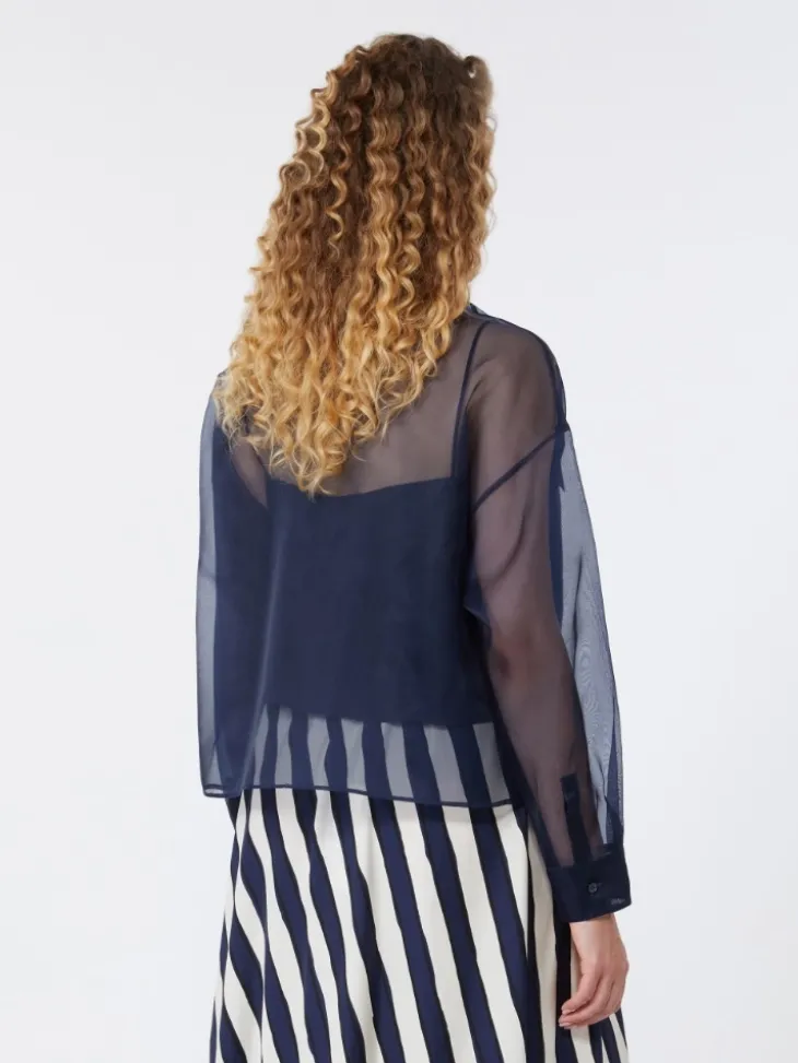 Silk organza shirt - NAVY