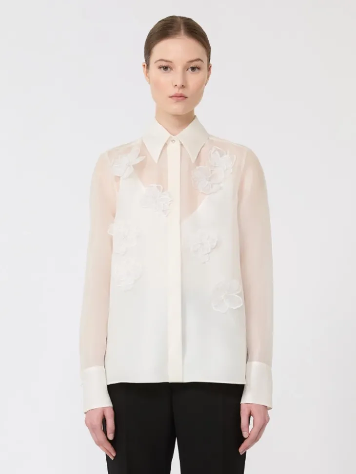 Silk organza shirt - WHITE