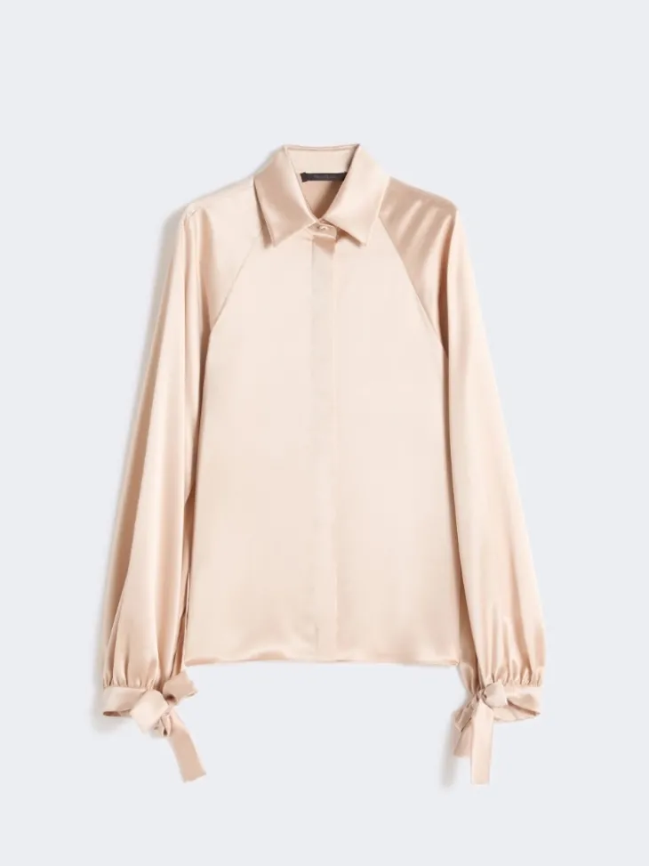 Silk satin shirt - POWDER