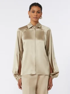 Silk satin shirt - SAND