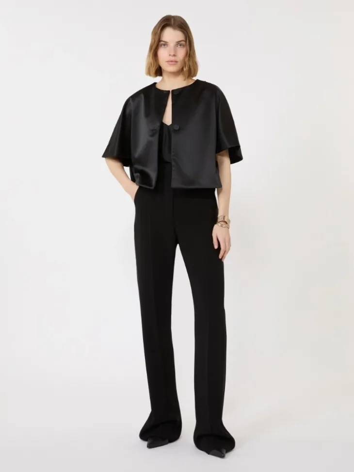 Silk satin top - BLACK