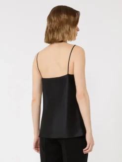 Silk satin top - BLACK