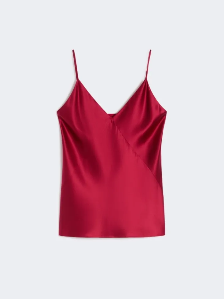 Silk satin top - GERANIUM