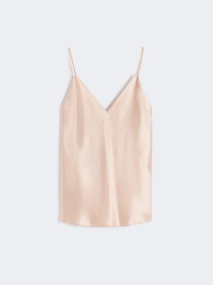 Silk satin top - POWDER
