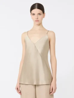 Silk satin top - SAND