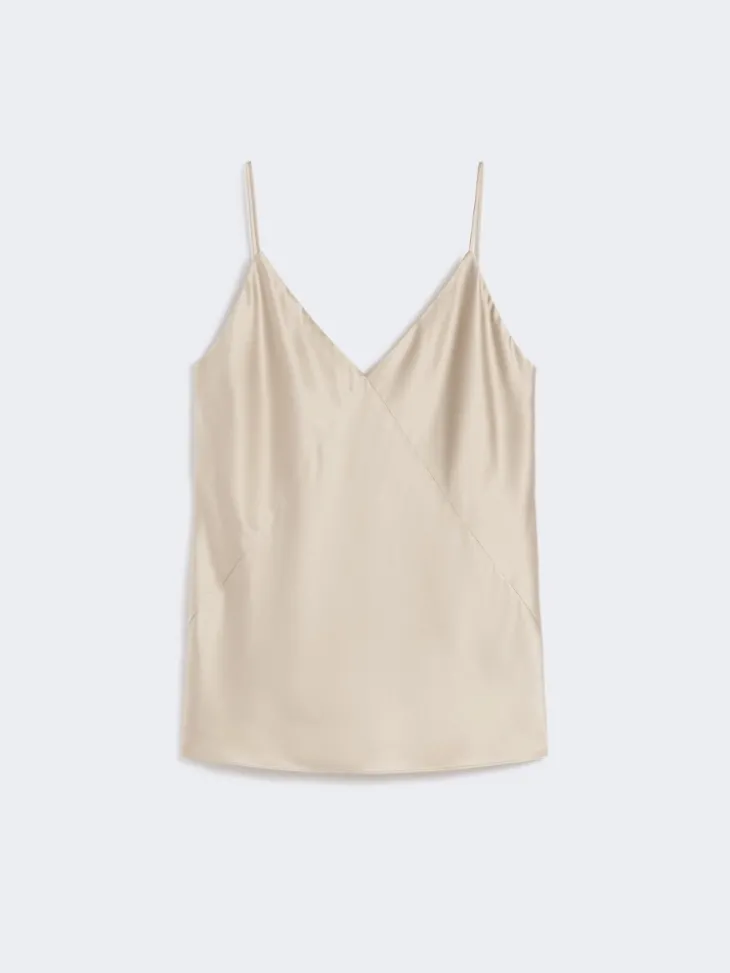 Silk satin top - SAND
