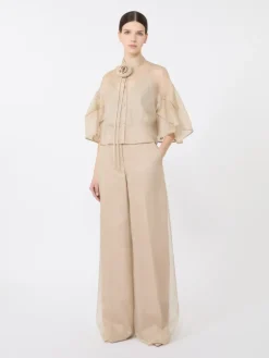 Silk satin top - SAND