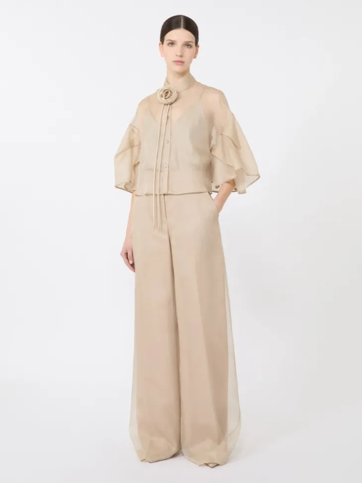 Silk satin top - SAND