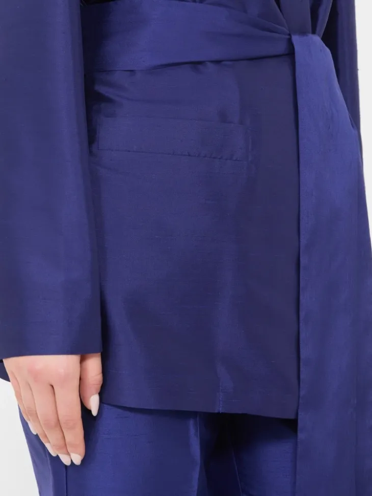 Silk shantung tunic - CORNFLOWER BLUE