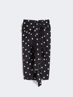Silk twill knot skirt - BLACK