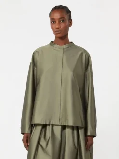 Silk-blend organza shirt - SAGE GREEN