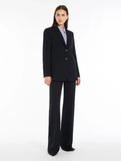 Single-breasted cady blazer - NAVY