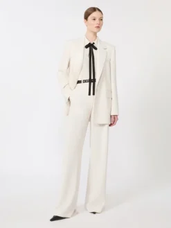 Single-breasted cady blazer - BEIGE