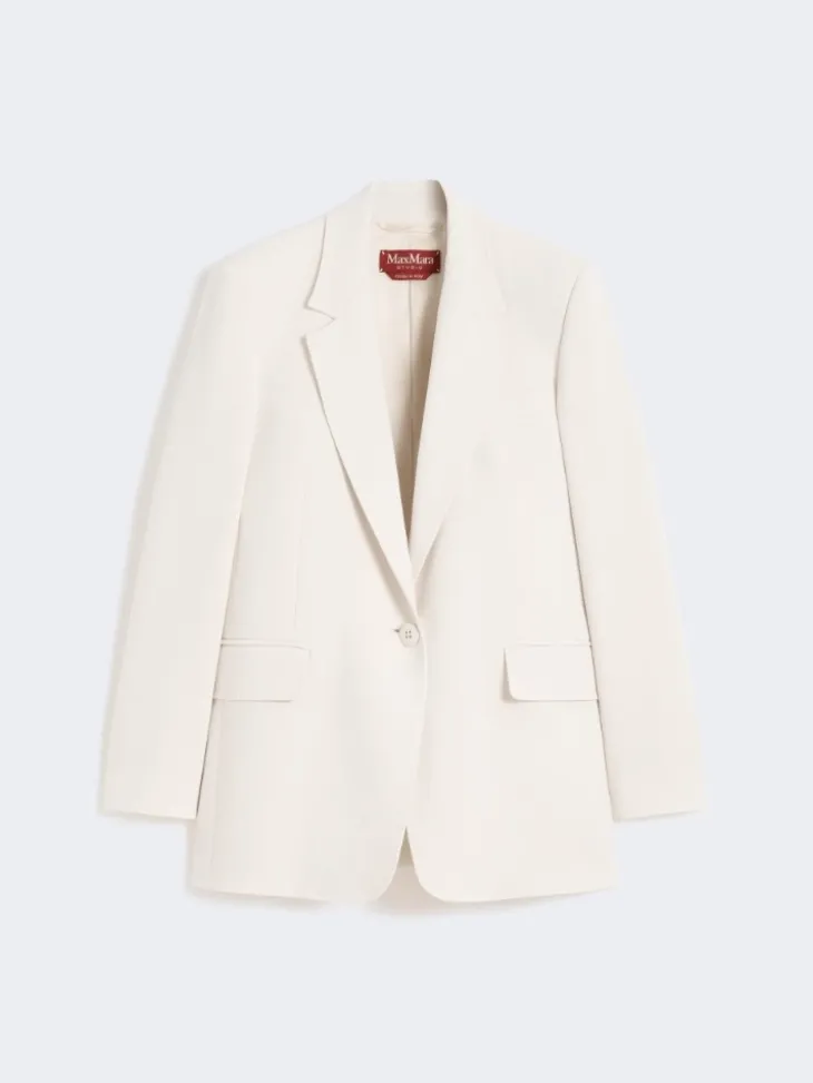 Single-breasted cady blazer - BEIGE