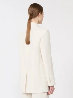 Single-breasted cady blazer - BEIGE