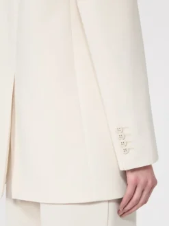 Single-breasted cady blazer - BEIGE