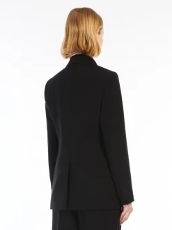 Single-breasted cady blazer - BLACK