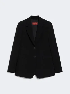 Single-breasted cady blazer - BLACK