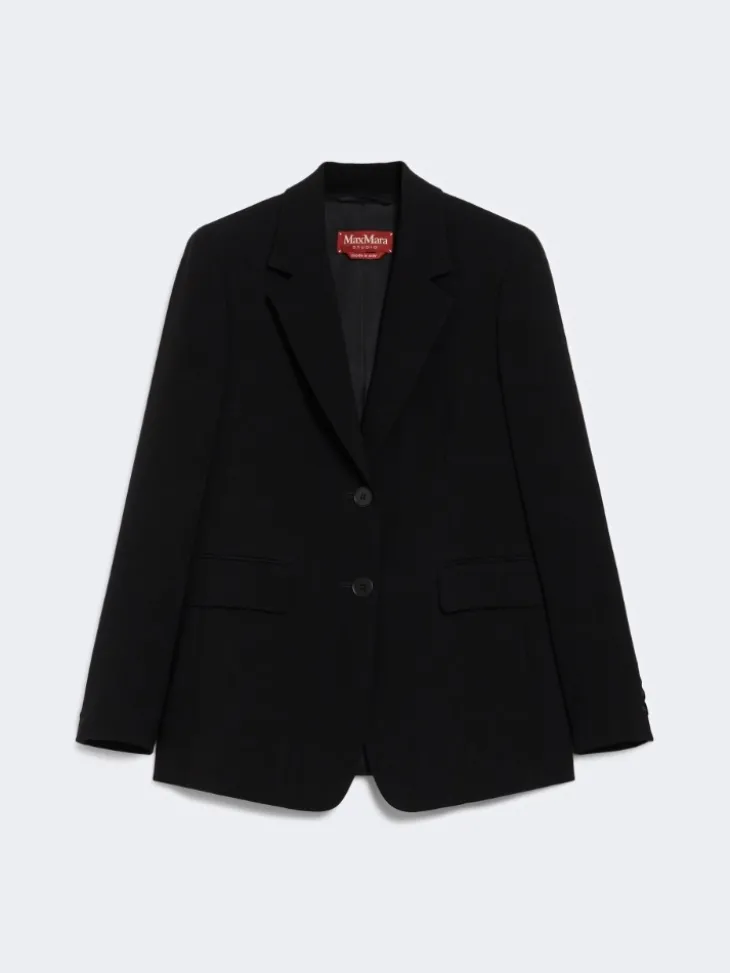 Single-breasted cady blazer - BLACK