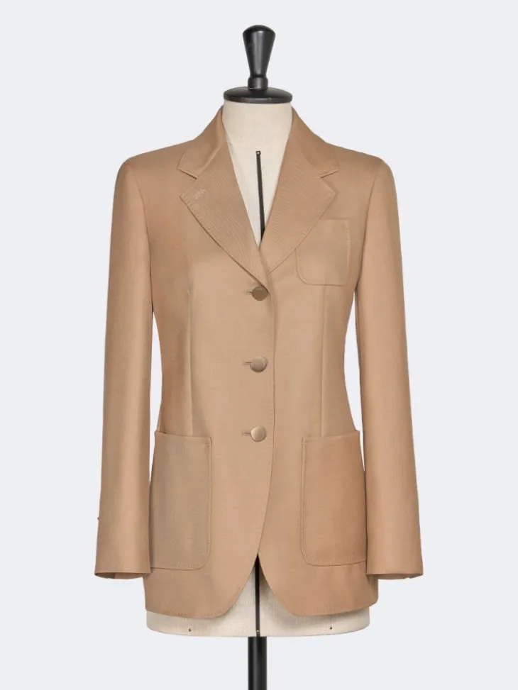 Single-breasted camel blazer - CAMEL
