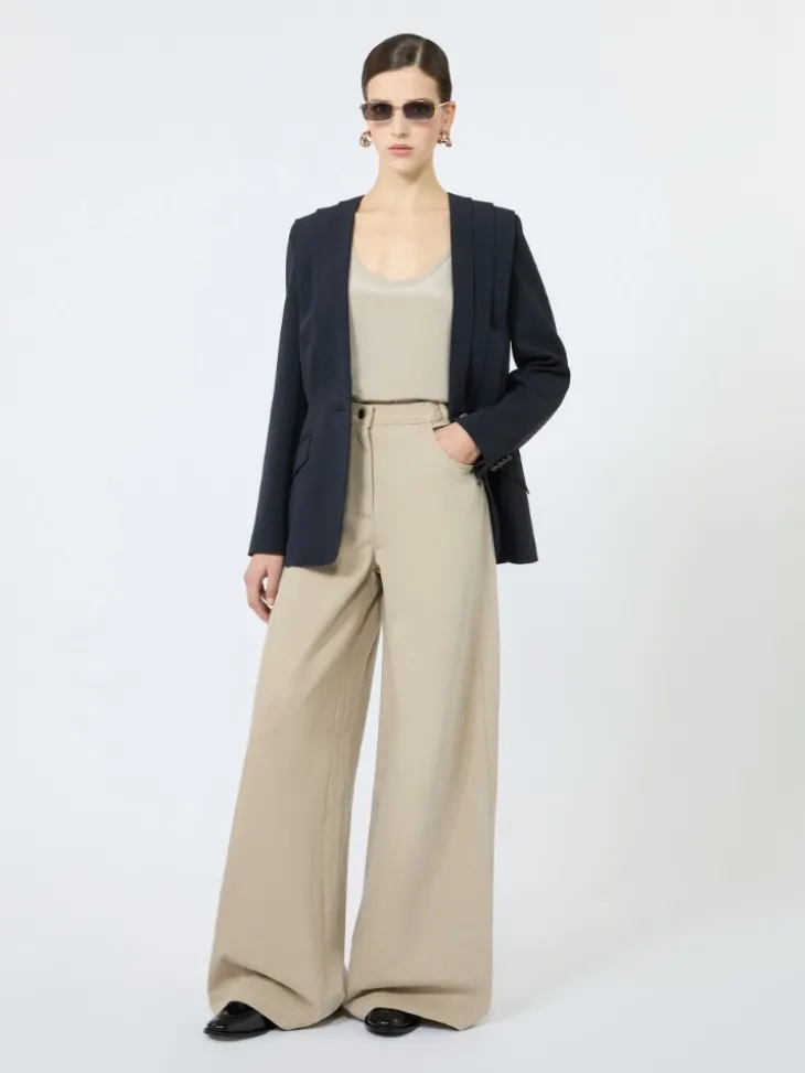 Single-breasted compact cady jacket - MIDNIGHTBLUE