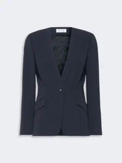 Single-breasted compact cady jacket - MIDNIGHTBLUE