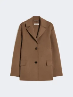 Single-breasted double-faced wool jacket - CAMEL