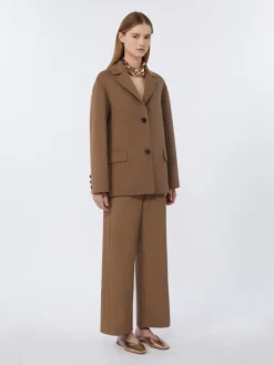 Single-breasted double-faced wool jacket - CAMEL