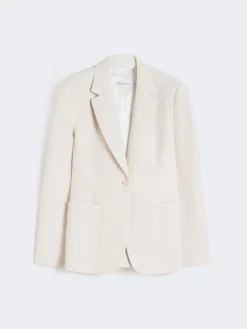 Single-breasted piqué jersey blazer - IVORY
