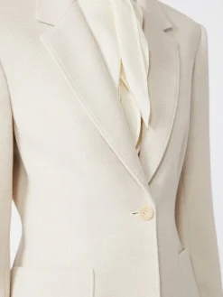 Single-breasted piqué jersey blazer - IVORY