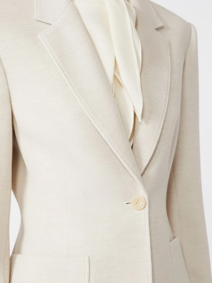 Single-breasted piqué jersey blazer - IVORY