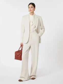 Single-breasted piqué jersey blazer - IVORY
