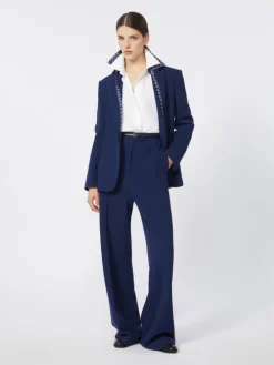 Single-breasted piqué jersey blazer - CHINA BLUE