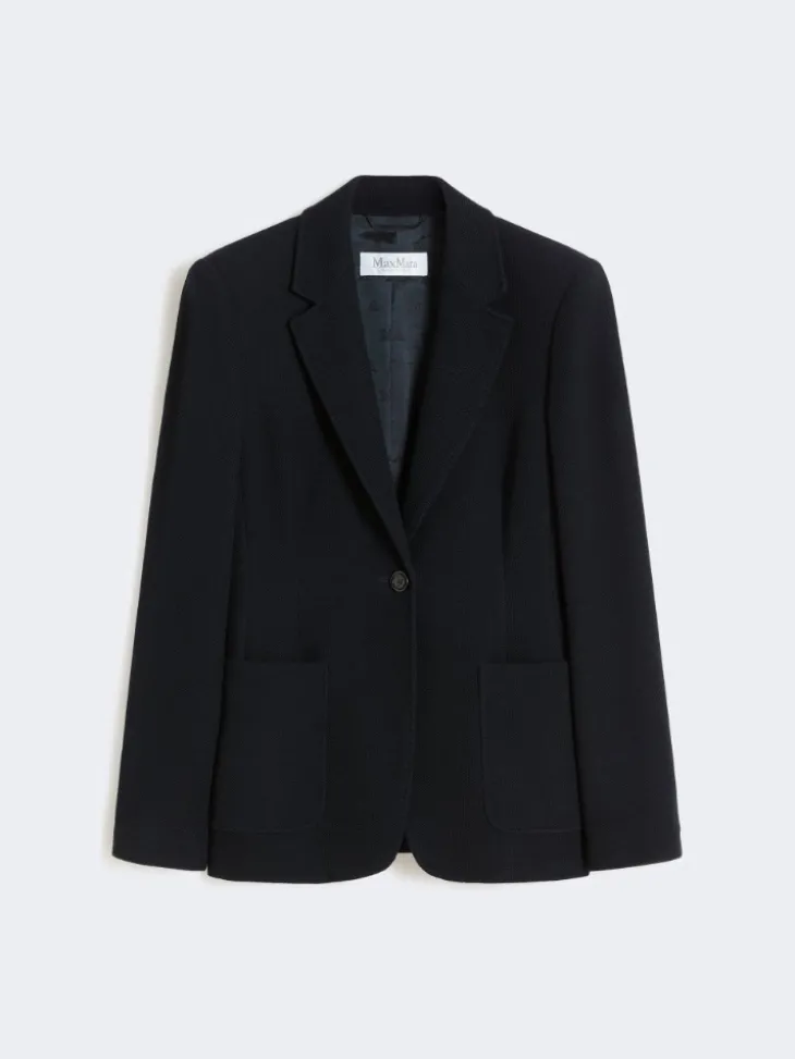 Single-breasted piqué jersey blazer - ULTRAMARINE
