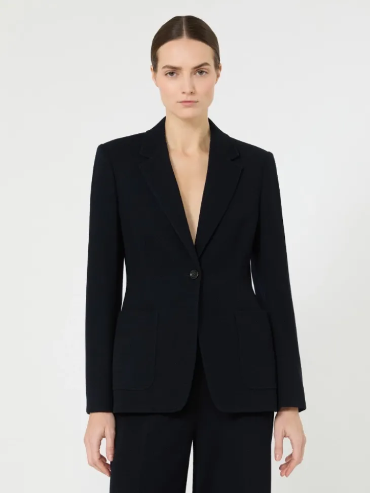 Single-breasted piqué jersey blazer - ULTRAMARINE