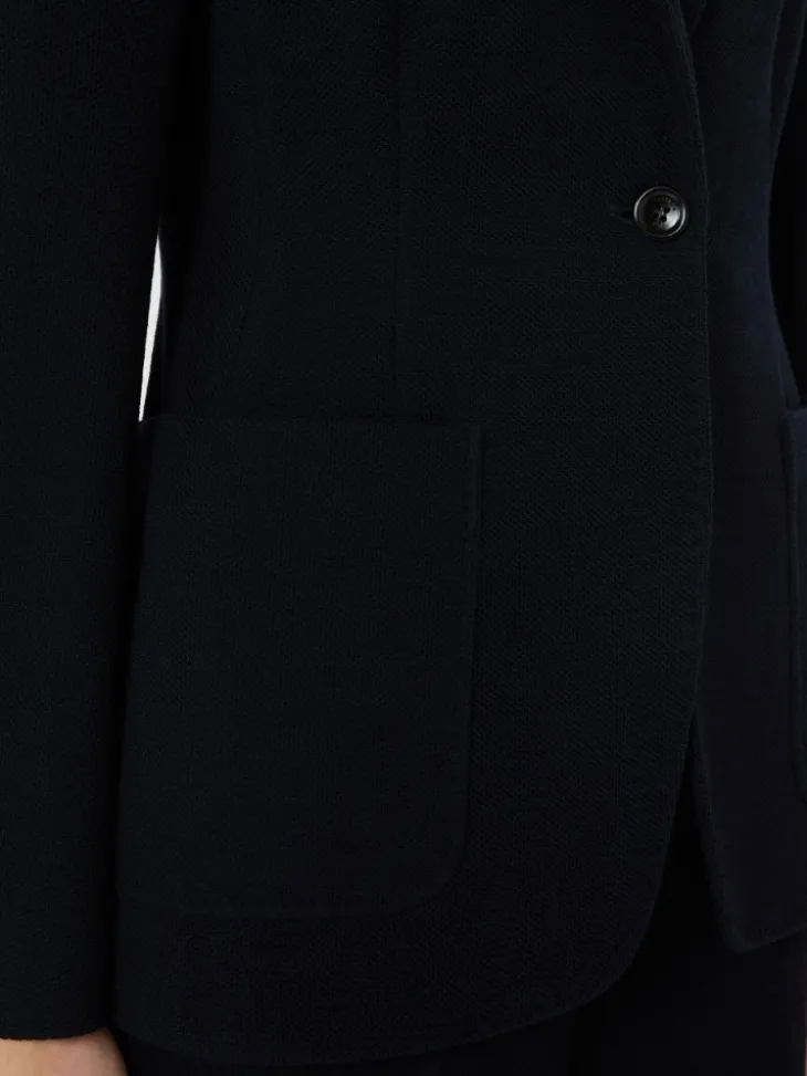 Single-breasted piqué jersey blazer - ULTRAMARINE