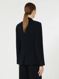 Single-breasted piqué jersey blazer - ULTRAMARINE