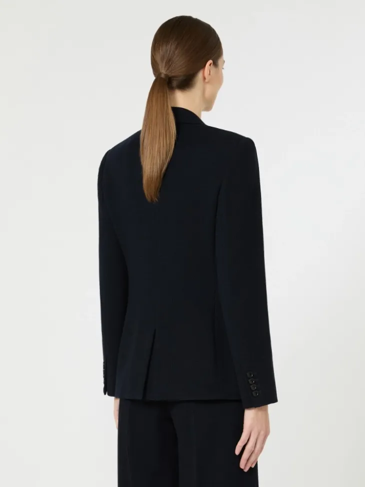 Single-breasted piqué jersey blazer - ULTRAMARINE