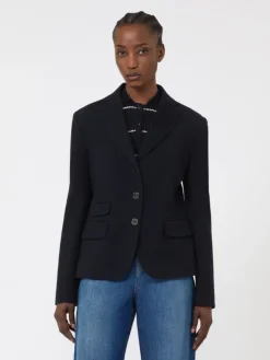 Single-breasted piqué jersey jacket - NAVY