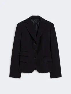 Single-breasted piqué jersey jacket - NAVY