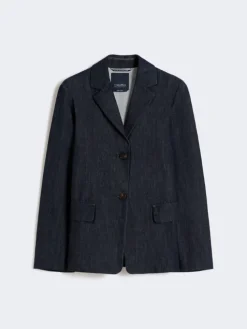 Single-breasted stretch denim jacket - ULTRAMARINE