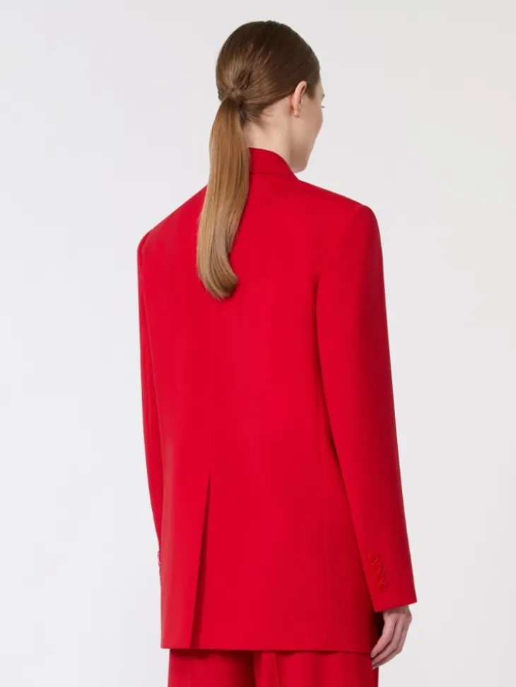 Single-breasted stretch wool blazer - RED